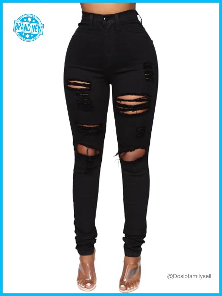 Womens High Waisted Butt Lifting Jeans Distressed Stretch Skinny